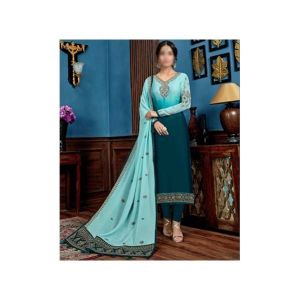 Aj Dukan Embroidered Satin Dress For Women (0213)