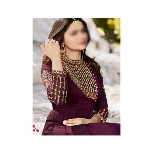 Aj Dukan Embroidered Silk Maxi Dress For Women (0205)