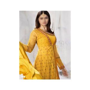 Aj Dukan Embroidered Silk Maxi Dress For Women (0208)