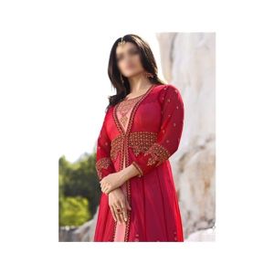 Aj Dukan Embroidered Silk Maxi Dress For Women (0209)