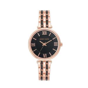 Anne Klein Bangle Women's Watch Rose Gold & Black (AK/3276BKRG)
