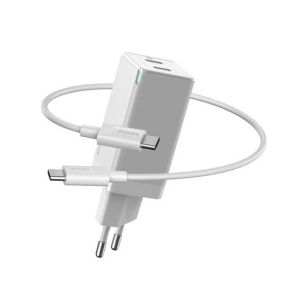 Baseus GaN2 60W Type-C To Type-C Quick Charger White (CCGAN-M02)