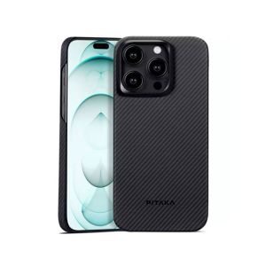 Pitaka Aramid Fiber Fusion MagEZ Case For iPhone 15 Pro Max - Black/Grey Twill