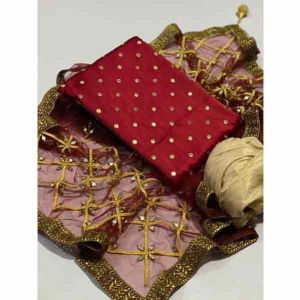 Brands Inn Mirror Work 3 Piece Suit Mehroon