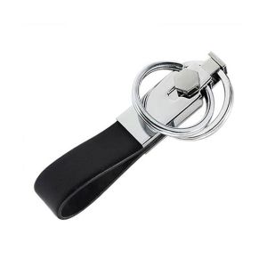 G-Mart Double Ring Leather Metal Key Chain
