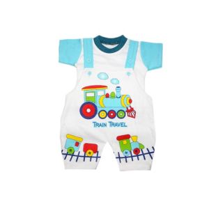 Komfy Train Travel Printed Unisex Romper Blue (NBN114)