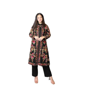 Rg Shop Embroidered Full Heavy Gown With Sleeveless Inner And Trouser 3-Pec Suit