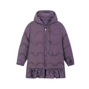 HnH Marketing Quilted Zipper Hoodie With Bottom Frill For Women Purple