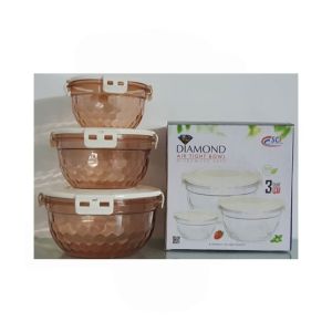 Easy Shop Diamond Airtight Bowl Set Of 3 Pcs (0674)