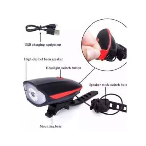 G-Mart Bicycle Led Headlight Light with Bell USB
