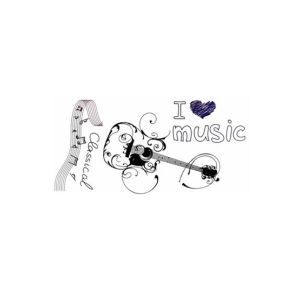 G-Mart Guitar & Notes Temporary Tattoo Sticker
