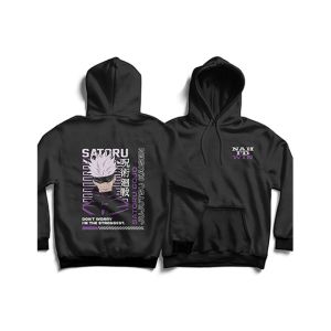 Genteez Gojo Satoru Digital Printed Pullover Hoodie For Men-Black-Extra Large