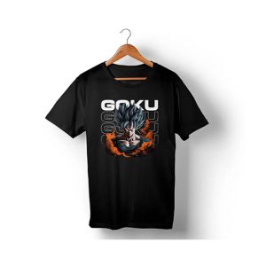 Genteez Goku Digital Printed T Shirt For Men-Black-Medium