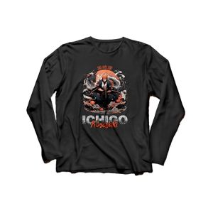 Genteez Ichigo Full Sleeves Digital Printed T Shirt For Men-Black-Extra Large