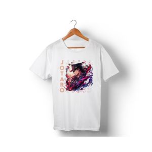 Genteez Jotaro Digital Printed T Shirt For Men-White-Large