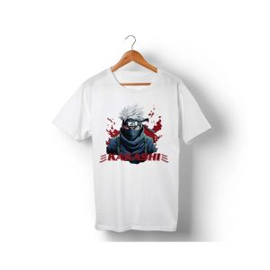 Genteez Kakashi Digital Printed T Shirt For Men-White-Large