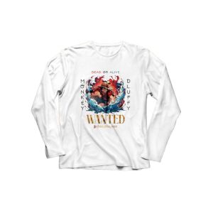 Genteez Luffy Digital Printed Full Sleeves T Shirt For Men-White-Extra Large