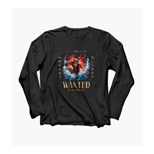 Genteez Luffy Digital Printed Full Sleeves T Shirt For Men-Black-Extra Large