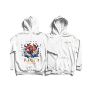 Genteez Monkey D Luffy Digital Printed Pullover Hoodie For Men-White-Small