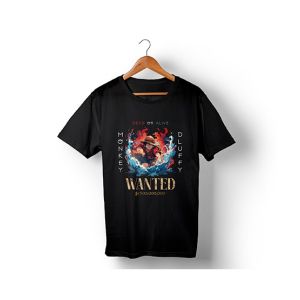 Genteez Monkey D Luffy Digital Printed T Shirt For Men-Black-Extra Large