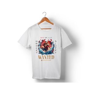 Genteez Monkey D Luffy Digital Printed T Shirt For Men-White-Large
