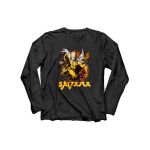 Genteez Saitama Digital Printed Full Sleeves T Shirt For Men-Black-Medium