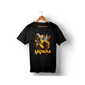 Genteez Saitama Digital Printed T Shirt For Men-Black-Large
