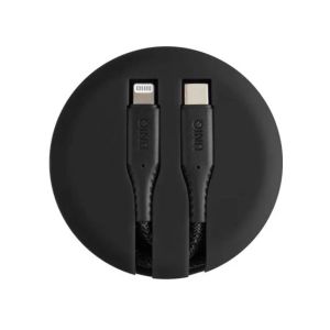 Uniq Halo USB-C to Lightning Smart Cable Organiser Black