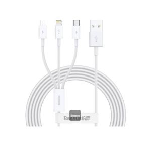 Baseus Superior Fast Charging Data Cable USB To M+L+C 3.5A 1.5M White