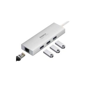 Baseus PortalJoy 4-Port Type-C To USB 3.0 3+RJ45 1 HUB Adapter Frost Silver