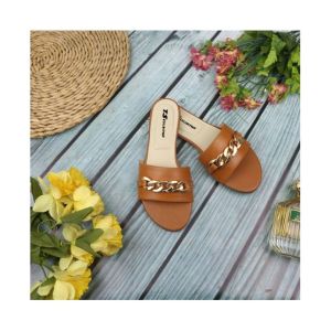 RG Shop Chain Style Casual Slipper For Women-Brown-40 - Euro