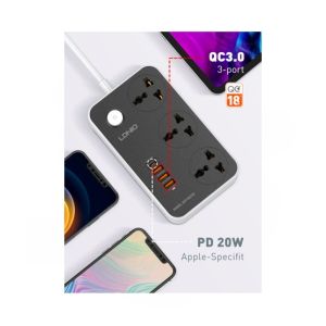 Ldnio 3.0A 4 Ports USB Charger With 3 Universal Socket (SC3412)