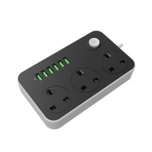 LDNIO 6 USB Charging Port 5V 3.4A Grounding Extension Power Socket (SC3604)