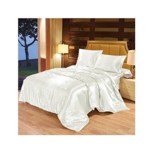 Maguari Satin Soft Silk Shine Double Bed Sheet White (0310)