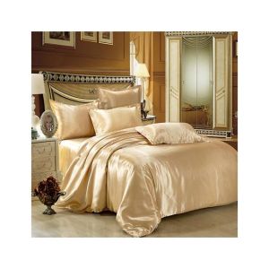 Maguari Silk Satin Spread King Bed Sheet Light Brown