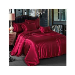 Maguari Silk Satin Spread King Bed Sheet Maroon