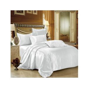 Maguari Silk Satin Spread King Bed Sheet White