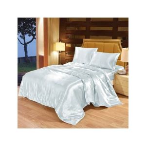 Maguari Soft Silk Shine Double Bed Sheet Sky Blue