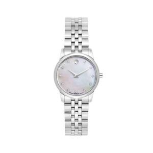 Movado Museum Diamond Dial Watch For Women Silver (0606612)