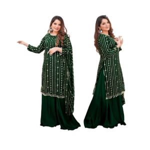 Azhari Traders Embroidery Suit Border And Neck With Emb Dupatta 3pcs-Green