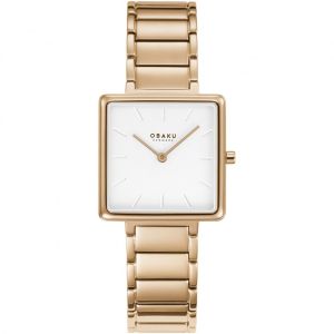 Obaku Firkant Watch For Women's Rose Gold (V259LXVISV)