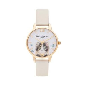 Olivia Burton Illustrated Animals Cat Vegan Women's Watch Beige (OB16WL75)