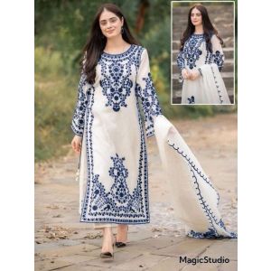 Pista Collection Embroidery Shirt and Dupatta 3 Piece Suit For Women - One Size