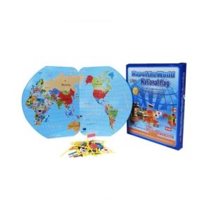 Planet X Wooden World Map With 36 National Flags For Kids (PX-10503)