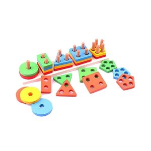Planet X 5 Column Wooden Geometric Shape Sorter (PX-10305)