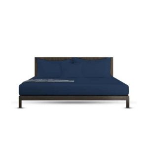 Rainbow Linen Bed Sheet Set Twin Size Dark Blue (Pack Of 3)