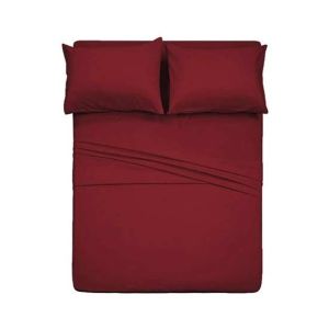 Rainbow Linen Jersey Fitted Bed Sheet King Size Red (RHP129)