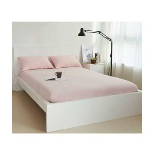 Rainbow Linen Jersey Fitted Bed Sheet Queen Size Pink (RHP113)