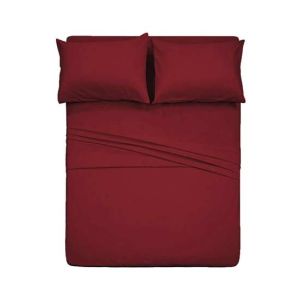 Rainbow Linen Jersey Fitted Bed Sheet Single Size Red (RHP109)
