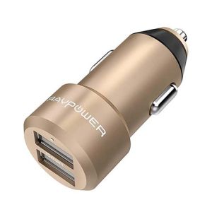 RAVPower 24W Aluminum Alloy Dual USB Car Charger Gold (RP-VC006)
